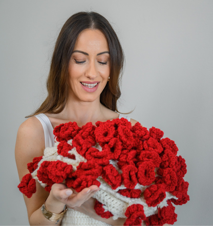 Hand Knitted Bloom Blanket Customizable Handmade Crochet Flower Bouquet Blanket