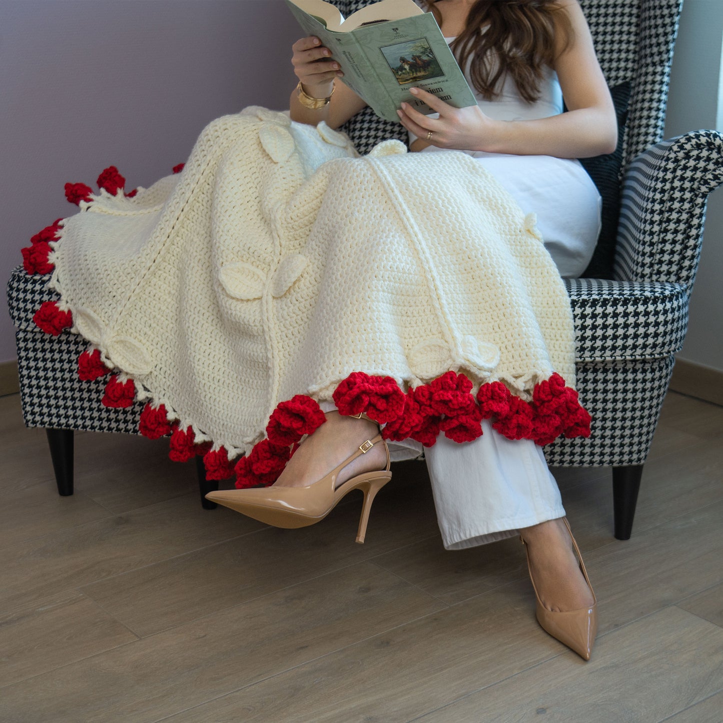 Hand Knitted Bloom Blanket Customizable Handmade Crochet Flower Bouquet Blanket